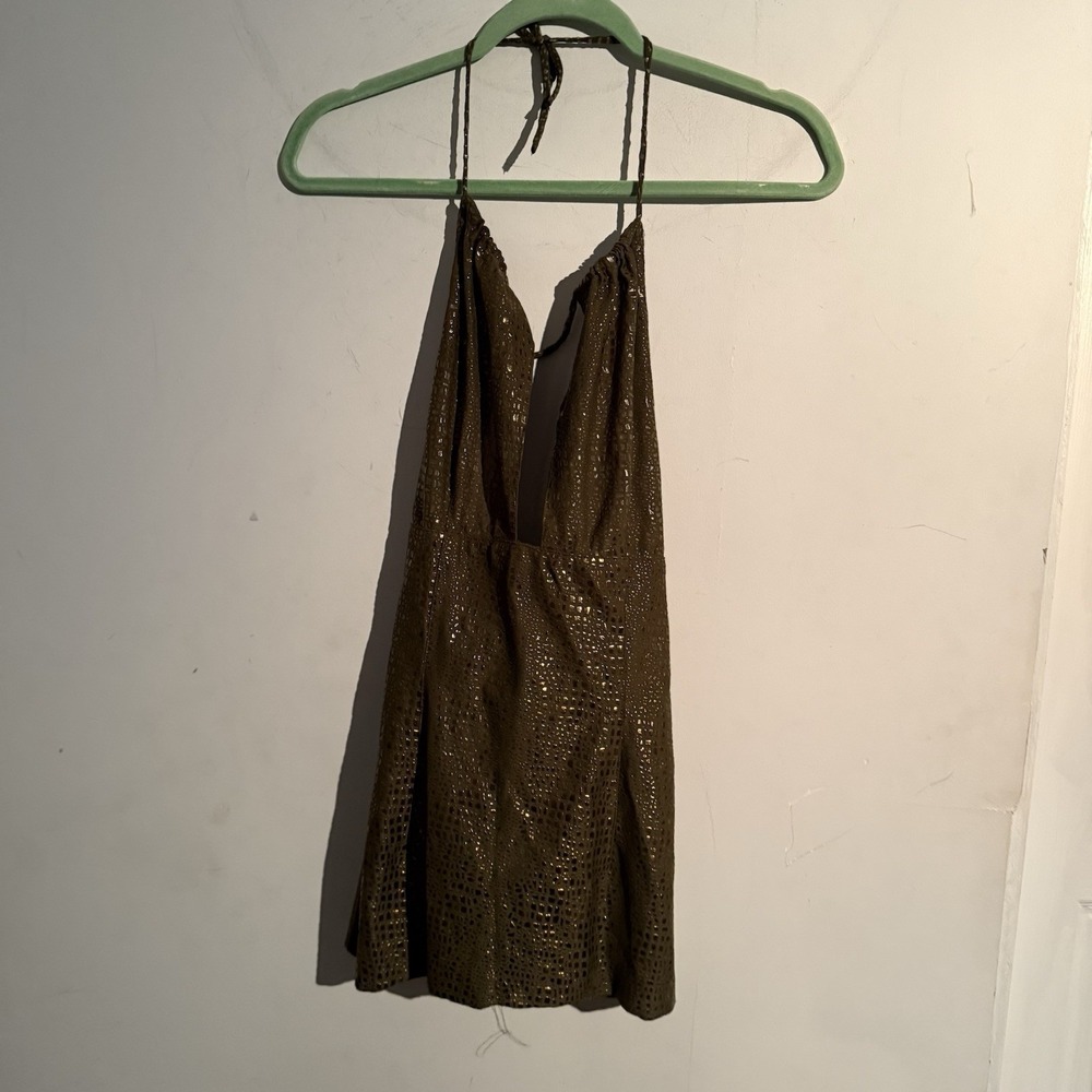 Cache Size 2 Plunge Neckline Mini Dress Y2K Festival Glam‎ Snakeskin Evening